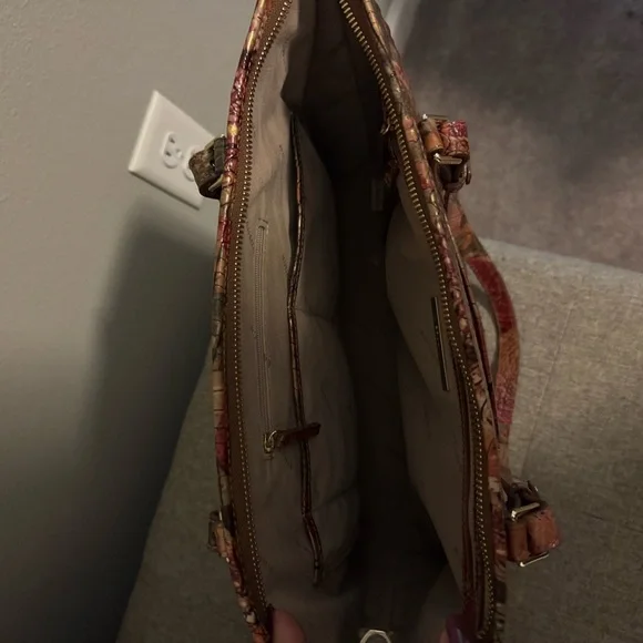 Brahmin Red and Green Shoulder Tote Bag with Textured Design - Picture 3 of 14